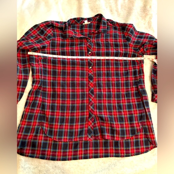 J Jill Button up Shirt Red/Navy Blue/Yellow Plaid Women’s Blouse SZ XL NormCore - Picture 4 of 9